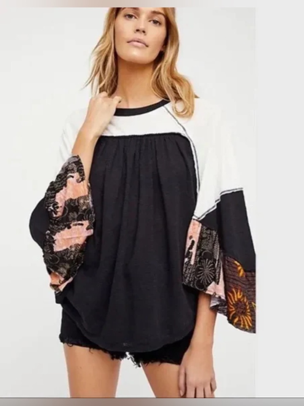 Free People Friday Fever Raglan Contrast T Shirt - Picture 1 of 7